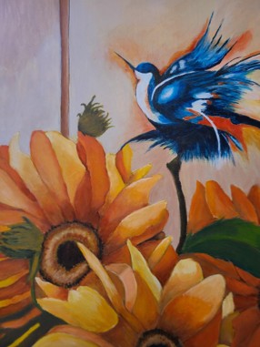 Oiseau aux tournesols